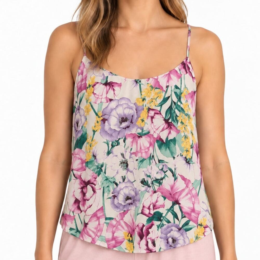 NWT Victoria's Secret Satin Floral Sleep Cami XL Pink Purple Strappy Pajama Top